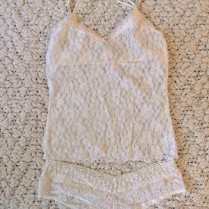 Victoria Secret’s Secret Treasures White Lace Camisole and matching Bottom M/8